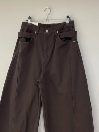 Fleece button-down wide pants