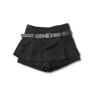 Wool pleated reverse skirt