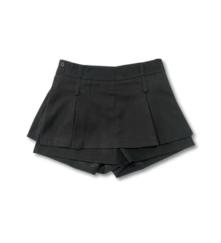 Wool pleated reverse skirt