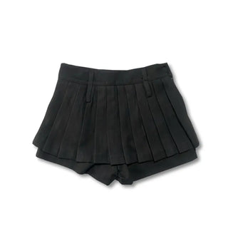 Wool pleated reverse skirt