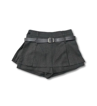 Wool pleated reverse skirt