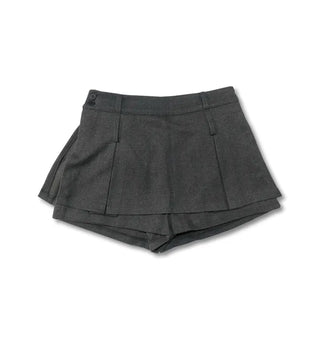 Wool pleated reverse skirt