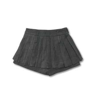 Wool pleated reverse skirt