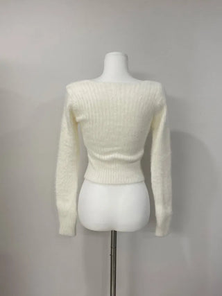 Button angora knit tee