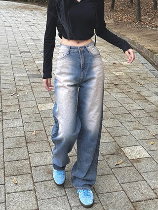 Slap pink washed denim pants