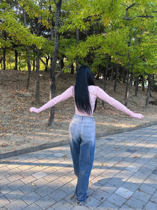 Slap pink washed denim pants