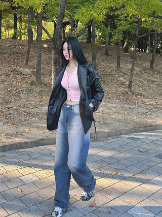 Slap pink washed denim pants