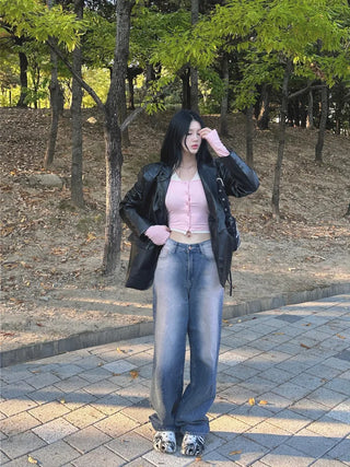 Slap pink washed denim pants