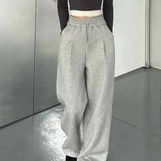 Fleece one-tuck wide training pants