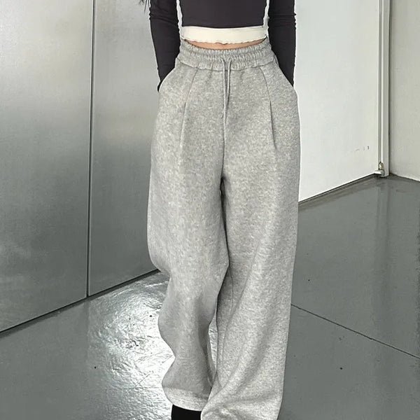 Fleece one-tuck wide training pants