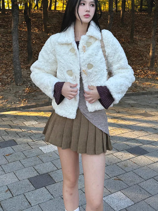 Corduroy pleated mini skirt