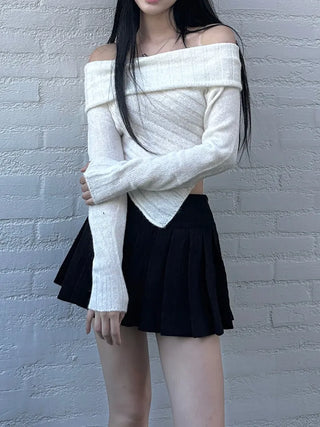 Want Off-Shoulder Knit Tee