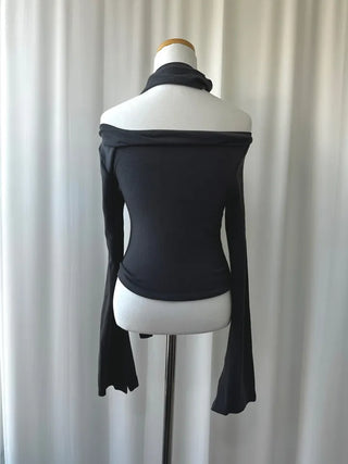 Blanc muffler off-shoulder tee