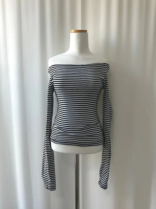 Striped Slim Off-Shoulder Tee