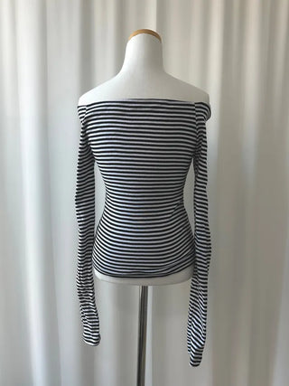Striped Slim Off-Shoulder Tee