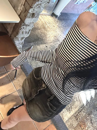 Striped Slim Off-Shoulder Tee