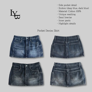 Pocket denim skirt