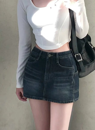 Pocket denim skirt