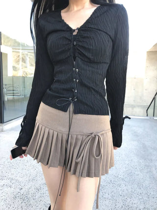 Have Ribbon Pleated Skirt