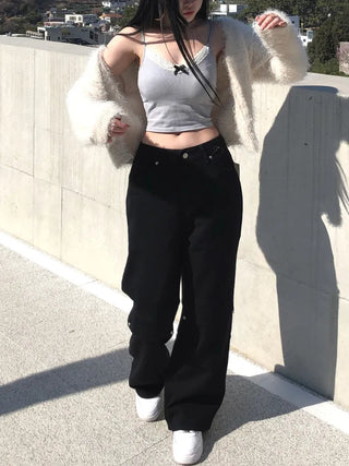 Back Buckle Cotton Pants