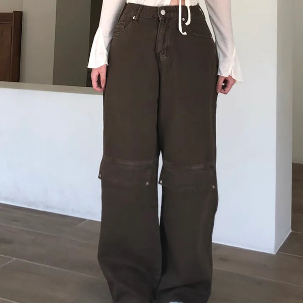 Back Buckle Cotton Pants