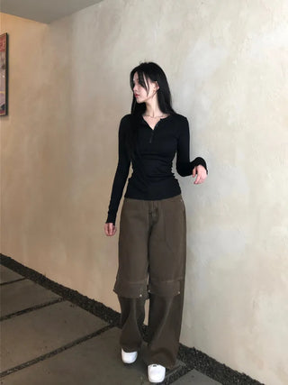 Back Buckle Cotton Pants