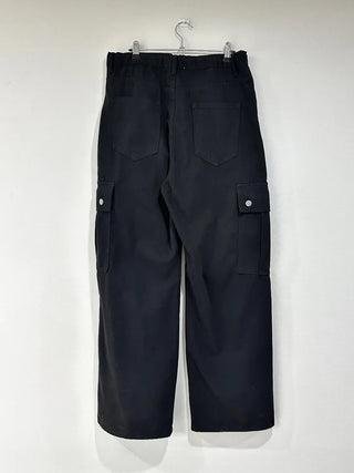 Black string cargo pants