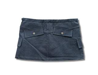 Low string denim skirt