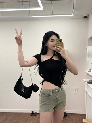 Riva Unbalanced Off-White Tee