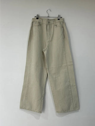 Side pin tuck cotton pants