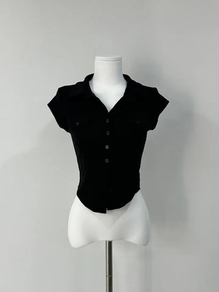 Peach Pocket Collar Tee