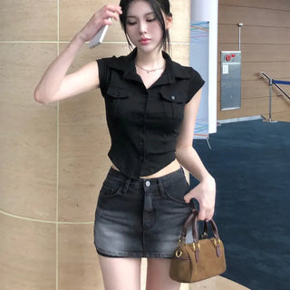 Peach Pocket Collar Tee