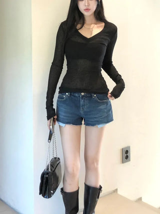 Deep Blue Raw Denim Shorts