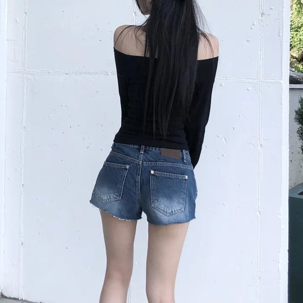Deep Blue Raw Denim Shorts