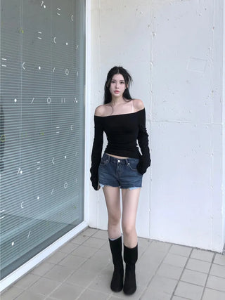 Deep Blue Raw Denim Shorts