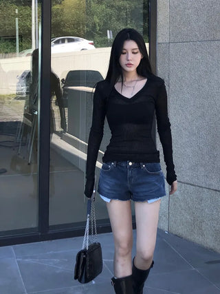 Deep Blue Raw Denim Shorts