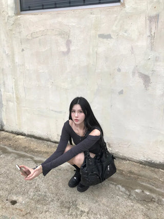 Shine Slim Knit T-Shirt - Back Point