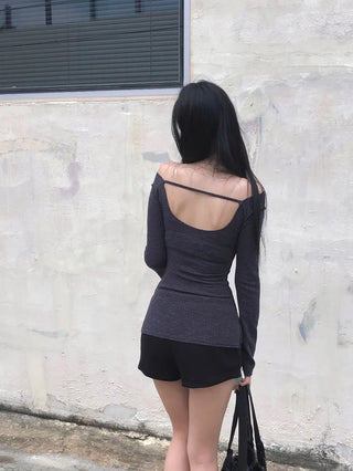 Shine Slim Knit T-Shirt - Back Point