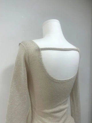 Shine Slim Knit T-Shirt - Back Point