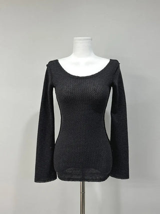 Shine Slim Knit T-Shirt - Back Point