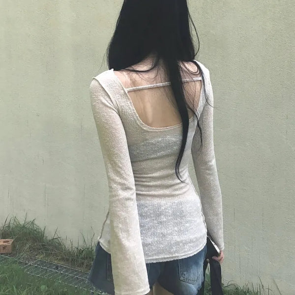 Shine Slim Knit T-Shirt - Back Point