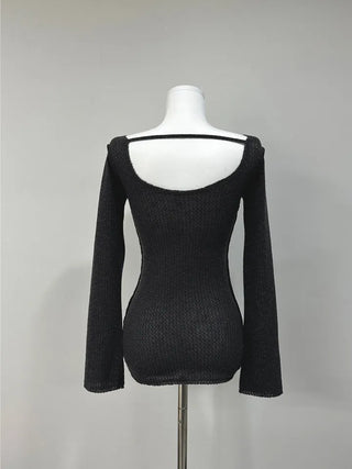 Shine Slim Knit T-Shirt - Back Point