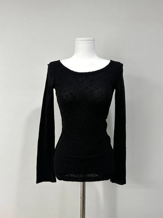 Shine Slim Knit T-Shirt - Back Point