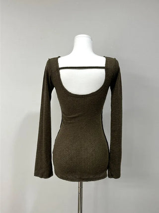 Shine Slim Knit T-Shirt - Back Point