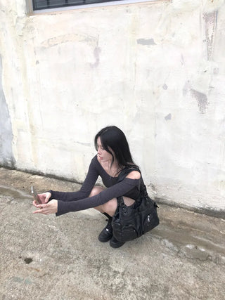 Bass leather shoulder bag