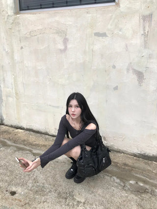 Bass leather shoulder bag