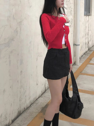 Twisted crop knit cardigan