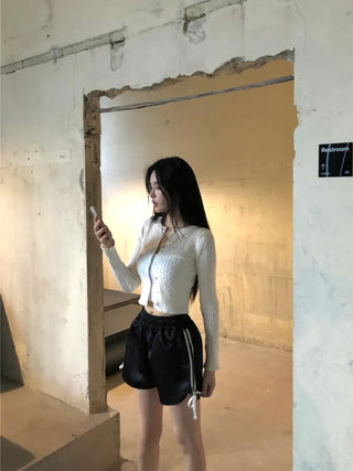 Twisted crop knit cardigan