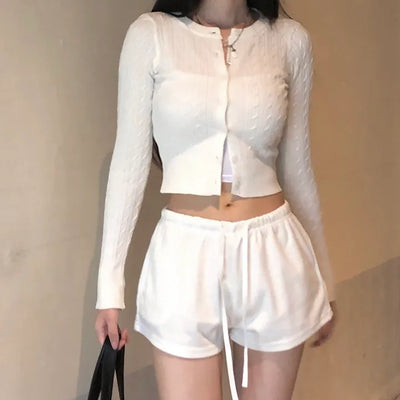 Twisted crop knit cardigan