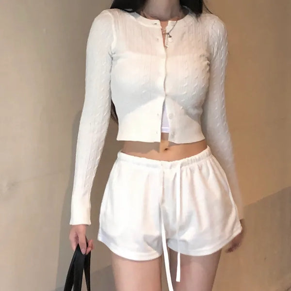 Twisted crop knit cardigan